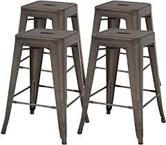 Antique metal and black materials: Amazon Com Fdw Metal Bar Stools Set Of 4 Counter Height Barstool Stackable Barstools 24 Inch 30 Inch Indoor Outdoor Patio Bar Stool Home Kitchen Dining Stool Backless Bar Chair 24 Gun Furniture