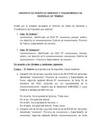 Contrato De Cesion De Derechos Y Transferencia De Propiedad De Terreno Conste Por El Presente Documento El Contrato De C Img