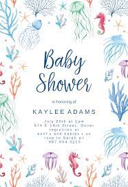 Under The Sea Baby Shower Invitation Template Free Greetings Island Sea Baby Shower Sea Baby Shower Theme Baby Shower Invitation Templates