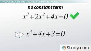 In cubic polynomial, addition, subtraction, multiplication and factoring the polynomial equations are perform the operation. Using The Greatest Common Factor To Solve Cubic Equations Video Lesson Transcript Study Com