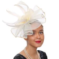 LJRPUPY Tea Party Fascinator Hat for Women Hair Clip Hat Church Party  Headpiece Hat Wedding Prom Fascinator Hat Beige at Amazon Women's Clothing  store