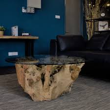 The pedestal is made from genuine teak roots that are dug up, cleaned, sanded and finished with a clear. Teak Root Coffee Table With Glass Top Masons Home Decor