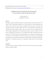 It is the arithmetic mean over all individual values on a predefined scale that a subject assigns to his opinion of the. Pdf Multimodal Strategies For Balancing Formality And Informality The Role Of Kaomoji In Online Comment Reply Interactions