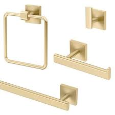 Gatco Elevate Brushed Brass Metal Bath Accessory Set Lowes Com In 2020 Bathroom Hardware Set Bathroom Hardware Brass Bathroom Accessories