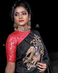 Black Embroidery Saree Chithu Vj Trending Now Fashion Saree Saree Blouse Designs I like her from a character, and fall for her inner character, mesmerized & love her gorgeousness and cuteness. black embroidery saree chithu vj