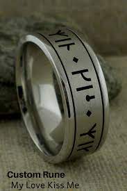 Custom Rune Wedding Ring In Cobalt Chrome My Love Kiss Me Custom Wedding Rings Wedding Rings Wedding Rings Unique