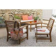 salon bas de jardin acacia bois marron 1 table 1 banc 2 chaises canape jardin mobilier jardin fauteuil bas de jardin