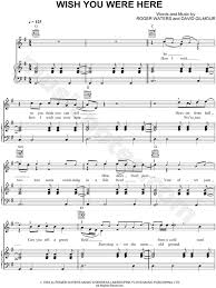 Pink Floyd Wish You Were Here Sheet Music In G Major Transposable Download Print Sheet Music Wish You Are Here Pink Floyd