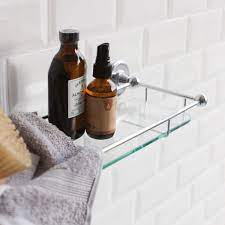 The single towel rail is finished in a high quality chrome. Burlington Glass Shelf With Chrome Railing Bathrooms Direct Yorkshire