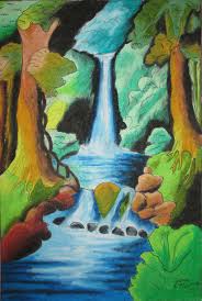 Mengenal lukisan oil pastel (pastel). Sketsa Gambar Pemandangan Dengan Crayon Garlerisket