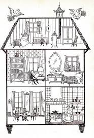 Haunted house coloring page for preschoolers: Dolls House L950s The Most Important Rooms Parlor Dining Bedroom And Kitchen House Illustration House Colouring Pages House Drawing