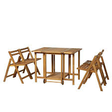 There are sets with square, round, and rectangular tables in metal, wood, and plastic. 5pcs Acacia Wood Dining Set Expandable Table Compact Folding Chair Walmart Canada