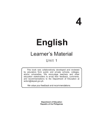 K To 12 Grade 4 Learner S Material In English Q1 Q4 Learners English Learner Lesson Plan Examples