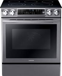 This is to prevent any possible injuries. Samsung 5 8 Cu Ft Electric Self Cleaning Fingerprint Resistant Slide In Range With Convection Black Stainless Steel Ne58k9500sg Best Buy