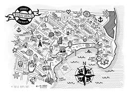 Bondi beach (new south wales) , australia on map: Bondi Beach Map Rosie Apps Illustration Illustrated Map App Bondi Beach