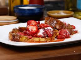 Creme Brulee French Toast With Drunken Strawberries Recipe Creme Brulee French Toast Food Network Recipes Toast Recipes
