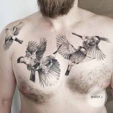 Two black birds and a man bird as their leader. Birds Tattoo On Chest Best Tattoo Ideas Gallery Chest Tattoo Birds Chest Tattoos For Women Tattoo Chest And Shoulder