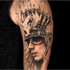 The native american tattoos that you have shown here are magnificent. Spectacular Colored Shoulder Tattoo Of Indian Woman With Helmet Tattooimages Biz