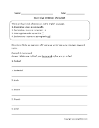 sentences worksheets types of sentences worksheets types of sentences types of sentences worksheet imperative sentences