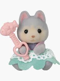 gray wolf with fish rattle Sticker