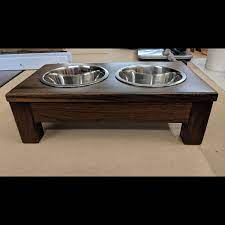 Three bowl stand with two same sized. Small Texas Black Walnut 1 Quart Raised Dog Bowl Stand With Bowls Oak Knoll Woodworks