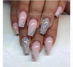 Pale Pink And Glitter Silver Glitter Nails Prom Nails Nails