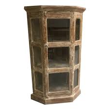 Our living room furniture category offers a great selection of curio cabinets and more. 55 Inch High Teak Wood And Glass Corner Curio Cabinet With White Wash Finish Wood And Metal Shelves Glass Shelves Glass Wall Shelves