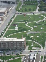 Birds Eye View Of Pappajohn Sculpture Park Landscape Architecture Design Park Landscape Urban Landscape Design