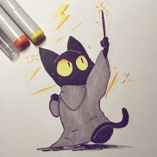 I'm going to call the cat, harry pawtter (although its based off of a cat name. Andy Ayala Inktober 30 The Wizard Cat From This Year S