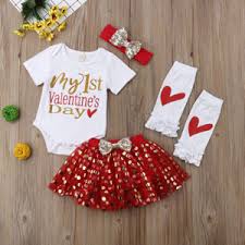 It features a collar and a red bow tie over white, tan and blue plaid. Amazon Com Newborn Baby Girls Outfit Valentine S Day Romper Jumpsuit And Pants Hose Leggings 4pcs Clothes Set Clothing