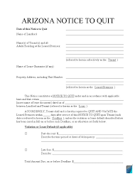 For rental periods of at least one month, one month after the day notice is given. Free Arizona Eviction Notice Forms Az Notice To Quit Formspal