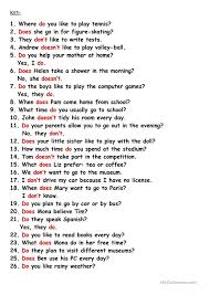 Fill In Do Does Don T Or Doesn T Do Does Don T Doesn T English Worksheets For Kids English Grammar Teaching English Grammar