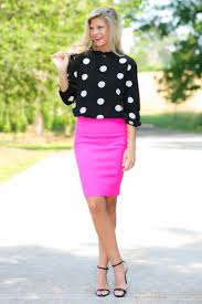 Black And White Polka Dot Skirt Outfit Hear Me Out Black Polka Dot Top Polka Dot Skirt Outfit Pink Skirt Outfits Pink Pencil Skirt Outfit