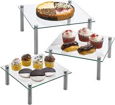 Sort by popularity sort by name sort by cost. 3 Tier Square Glass Stand For Cakes Cupcakes Desserts Bakery Appetizers Set Of 3 Amazon De Kuche Haushalt