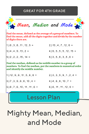 Mighty Mean Median And Mode Lesson Plans Math Lesson Plans Probability Lessons