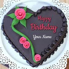 Heart Shaped Choco Truffle Birthday Cake With Your Name Beautiful Cake With Name For Hbd Birthday Cake Writing Happy Anniversary Cakes Birthday Cake Write Name