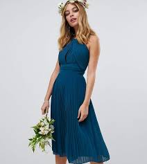 Tfnc Petite Pleated Bridesmaids Midi Dress In Petrol Blue Asos Bridesmaid Dress Midi Bridesmaid Dress Short Wedding Dress