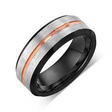 Rose Gold Tungsten Ring Mens Wedding Band 8mm Engagement Band Black And Rose Gold Wedding Ba Rings Mens Wedding Bands Mens Wedding Rings Tungsten Wedding Bands