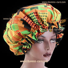 African style satin hat black satin inside and