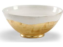 Ceramic decorative bowl in white. Wildwood Lamps Centrepiece White Glaze Metallic Gold Euro Ceramic Bowl Decorative Bowl Wl295202