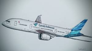 Boeing 787 800 Garuda Indonesia Drawing Timelapse Aircraft Art Boeing 787 Drawings