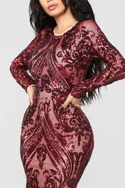 Unforgettable Romance Sequin Dress Burgundy Dresses Fashion Nova