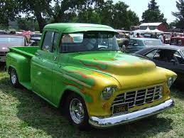 1956 Chevy Truck Green With Flames Desktop Nexus Wallpapers 1956 Chevy Truck Chevy Trucks Chevy