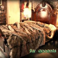 King Queen Plush Light Timber Wolf Fur Bedspread By Furaccents 398 00 Bed Spreads Faux Fur Bedding Fur Bedding