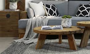 Accent your living room with a coffee, console, sofa or end table. Container Door Ltd Monterey Round Coffee Table Recycled Pine 1