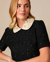 Black beaded collar dress