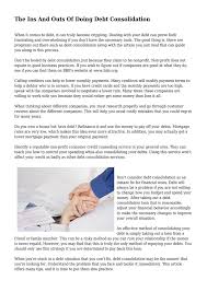 In the future, if you get to a point where you can afford. Calameo The Ins And Outs Of Doing Debt Consolidation
