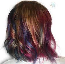 Vivid Color Magenta Pink Purple Blue Bronze And Red Hair Color By Kellyn At Bow Arrow North In 2020 Peekaboo Hair Magenta Hair Colors Peekaboo Hair Colors