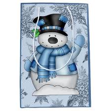 Christmas Snowman Holiday Medium Gift Bag Zazzle Com Christmas Snowman Gift Bag Snowman