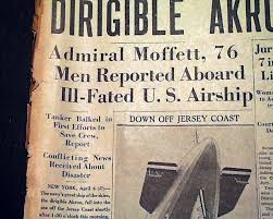 1933 Uss Akron Crashes Rarenewspapers Com Airship Severe Weather Wind Gust